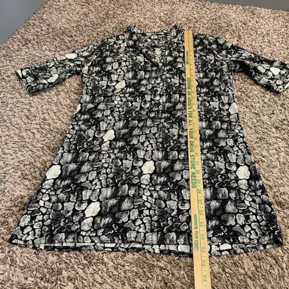 Tucker silk black cream reptile snack print mini dress tunic - Picture 6 of 8